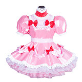 Fondcosplay Handmade Lockable Sissy Maid Dress Pink Faux Leather Crossdressing Outfit [G3996]