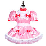 Fondcosplay Handmade Lockable Sissy Maid Dress Pink Faux Leather Crossdressing Outfit [G3996]