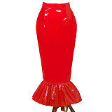 Fondcosplay Heavy PVC Red Mermaid Skirt with Lockable Back Zipper [G3982]