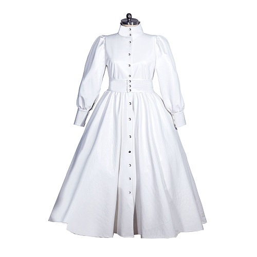 Fondcosplay Sissy Maid White PVC Long Dress Crossdressing Costume [G3966]