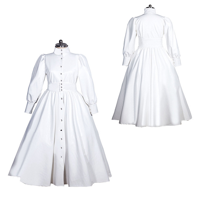 Fondcosplay Sissy Maid White PVC Long Dress Crossdressing Costume [G3966]