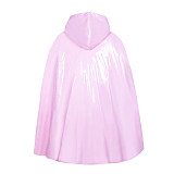 Fondcosplay Lockable Sissy Maid Dress with Hooded Cloak Pink & White Heavy PVC Crossdressing Outfit [G3913]