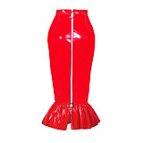 Fondcosplay Heavy PVC Red Mermaid Skirt with Lockable Back Zipper [G3982]