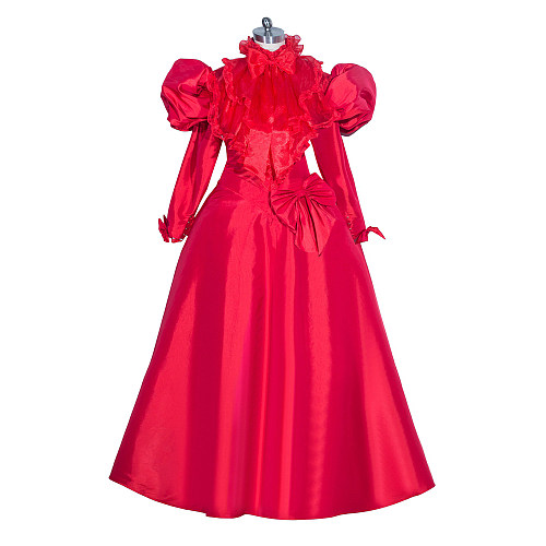 Fondcosplay Handmade Lockable Sissy Maid Dress Red Satin Crossdressing Outfit [G3994]
