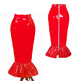 Fondcosplay Heavy PVC Red Mermaid Skirt with Lockable Back Zipper [G3982]