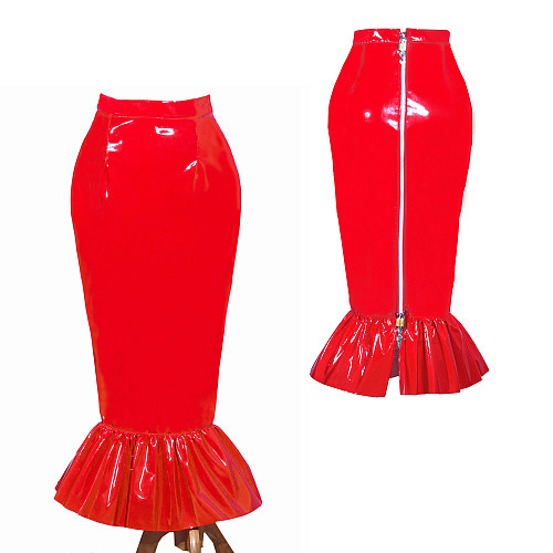 Fondcosplay Heavy PVC Red Mermaid Skirt with Lockable Back Zipper [G3982]