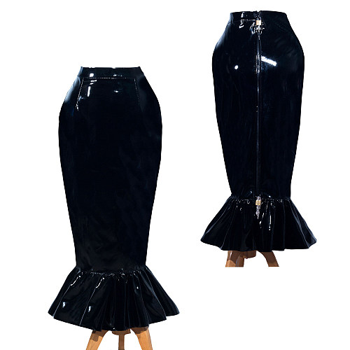 Fondcosplay Heavy PVC Black Mermaid Skirt with Lockable Back Zipper [G3983]
