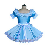 Fondcosplay Sissy Maid Satin Dress Light Blue Crossdressing Costume [G3930]