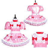 Fondcosplay Handmade Lockable Sissy Maid Dress Pink Faux Leather Crossdressing Outfit [G3996]
