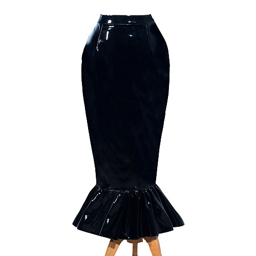 Fondcosplay Heavy PVC Black Mermaid Skirt with Lockable Back Zipper [G3983]