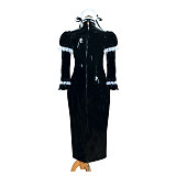 Fondcosplay Handmade Lockable Sissy Maid Dress Black White Thin PVC Crossdressing Outfit [G3986]