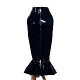 Fondcosplay Heavy PVC Black Mermaid Skirt with Lockable Back Zipper [G3983]