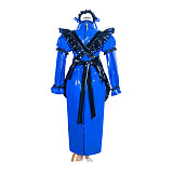 Fondcosplay Handmade Lockable Sissy Maid Dress Blue Black Thin PVC Crossdressing Outfit [G3987]