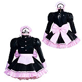 Fondcosplay Lockable Sissy Maid Heavy PVC Dress Black with Pink Trim Crossdressing Costume [G3947]