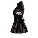 Fondcosplay Lockable Sissy Maid Crossdressing Faux Leather Dress Black with Lace [G4087]