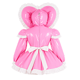 Fondcosplay Lockable Heart-Shaped Hood Sissy Maid Crossdressing Pink Thin PVC Dress [G4090]