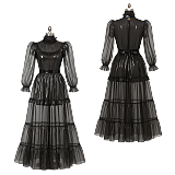 Fondcosplay Lockable Sissy Maid Crossdressing Black Clear PVC Long Dress [G4092]