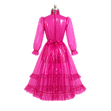 Fondcosplay Lockable Sissy Maid Crossdressing Hot Pink Clear PVC Long Dress [G4091]