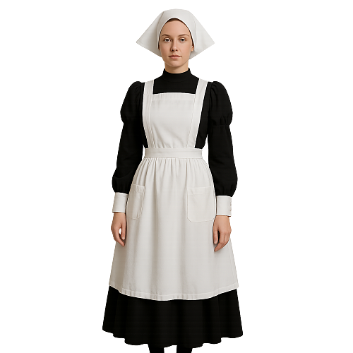 Fondcosplay Lockable Sissy Maid Crossdressing Cotton Black Dress with White Apron [G4094]