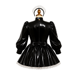 Fondcosplay Lockable Sissy Maid Crossdressing Black Heavy PVC Short Dress with Apron [G4104]
