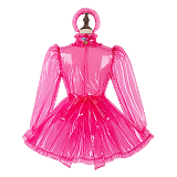 Fondcosplay Lockable Sissy Maid Crossdressing Hot Pink Clear PVC Short Dress with Headband [G4105]