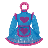 Fondcosplay Lockable Sissy Maid Crossdressing Blue Clear PVC Short Dress with Pink Heart and Headband [G4106]