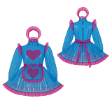 Fondcosplay Lockable Sissy Maid Crossdressing Blue Clear PVC Short Dress with Pink Heart and Headband [G4106]