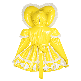 Fondcosplay Lockable Sissy Maid Crossdressing Yellow Thin PVC Hooded Heart Romper Dress [G4108]