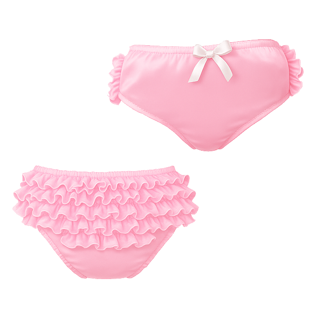 Fondcosplay Sissy Maid Crossdressing Baby Pink Satin Ruffled Panties [G4113]