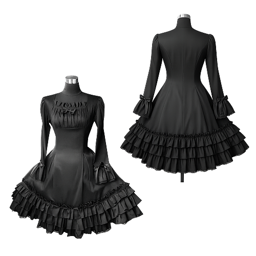 Rozen Maiden Shinku Inspired Black Cotton Gothic Lolita Dress [CK033]