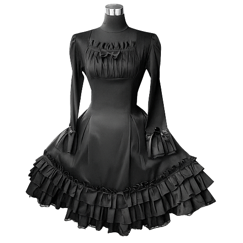 Rozen Maiden Shinku Inspired Black Cotton Gothic Lolita Dress [CK033]