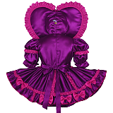 Fondcosplay Lockable Sissy Maid Crossdressing Purple Satin Heart Hood Dress with Optional Panties [G4116]