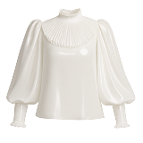 Fondcosplay Lockable Sissy Maid Crossdressing White Thin PVC Puff Sleeve High Neck Blouse [G4117]