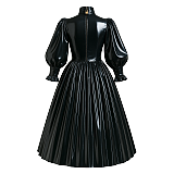 Fondcosplay Lockable Sissy Maid Crossdressing Black Thin PVC High Neck Long Dress [G4119]