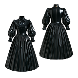 Fondcosplay Lockable Sissy Maid Crossdressing Black Thin PVC High Neck Long Dress [G4119]