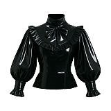 Fondcosplay Lockable Black Thin PVC Blouse and Pleated Long Skirt Set [G4120]