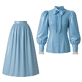 Fondcosplay Lockable Sky Blue Thin PVC Blouse and Long Skirt Set [G4121]