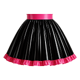 Fondcosplay Lockable Sissy Maid Thin PVC Blouse and Skirt Set Black and Hot Pink [G4125]