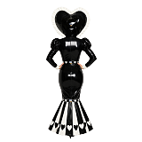 Fondcosplay Lockable Sissy Maid Thin PVC Heart Hood Mermaid Dress Black and White [G4127]
