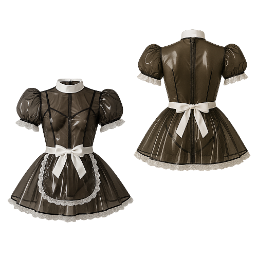 Lockable Black Clear PVC Sissy Maid Dress for Crossdressing by fondcosplay [G4128]