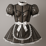 Lockable Black Clear PVC Sissy Maid Dress for Crossdressing by fondcosplay [G4128]