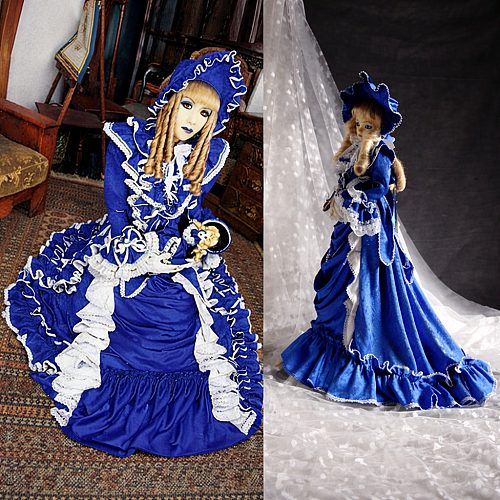 fondcosplay Handmade Gothic Visual Kei Satin Long Dress – Custom Made [CK1185]