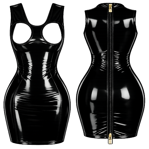 Heavy PVC Black Open-Bust Sissy Maid Dress – Lockable Design & Custom Made[G4135]