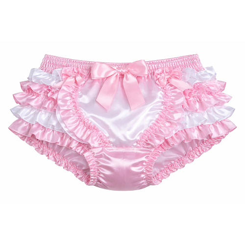 Baby Pink Satin Frilly Sissy Maid Panties – Ruffle Trim & Custom Made [G4136]