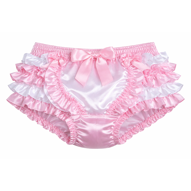 Baby Pink Satin Frilly Sissy Maid Panties – Ruffle Trim & Custom Made [G4136]
