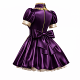 Fondcosplay Custom Royal Purple Satin Lockable Feature Sissy Maid Dress Crossdressing Costume [G4139]