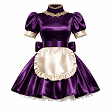 Fondcosplay Custom Royal Purple Satin Lockable Feature Sissy Maid Dress Crossdressing Costume [G4139]