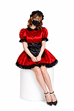 Red Satin Lockable Sissy Maid Dress Costume [G4143]
