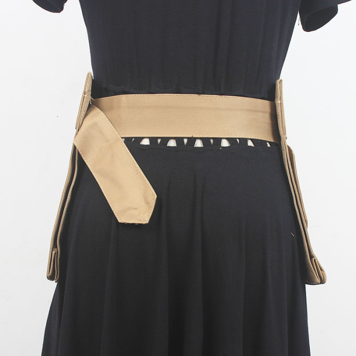 [EAM] Black Kahki Irregular Pocket Wide Long Belt Personality Women New Fashion Tide All-match Spring Autumn 2024 1DH0208