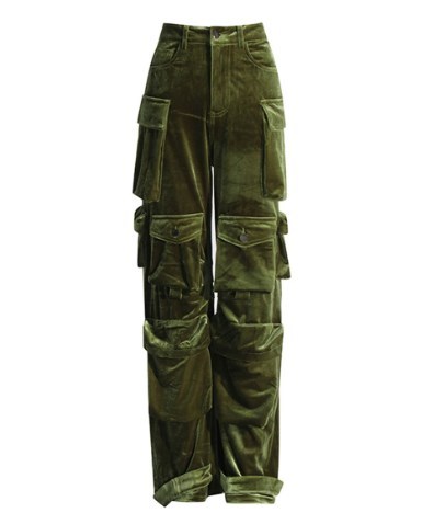{EAM} American patchwork multi-pocket high-waisted cargo pants tide 2024 new fashion personality design sense of casual pants for women DLZ033